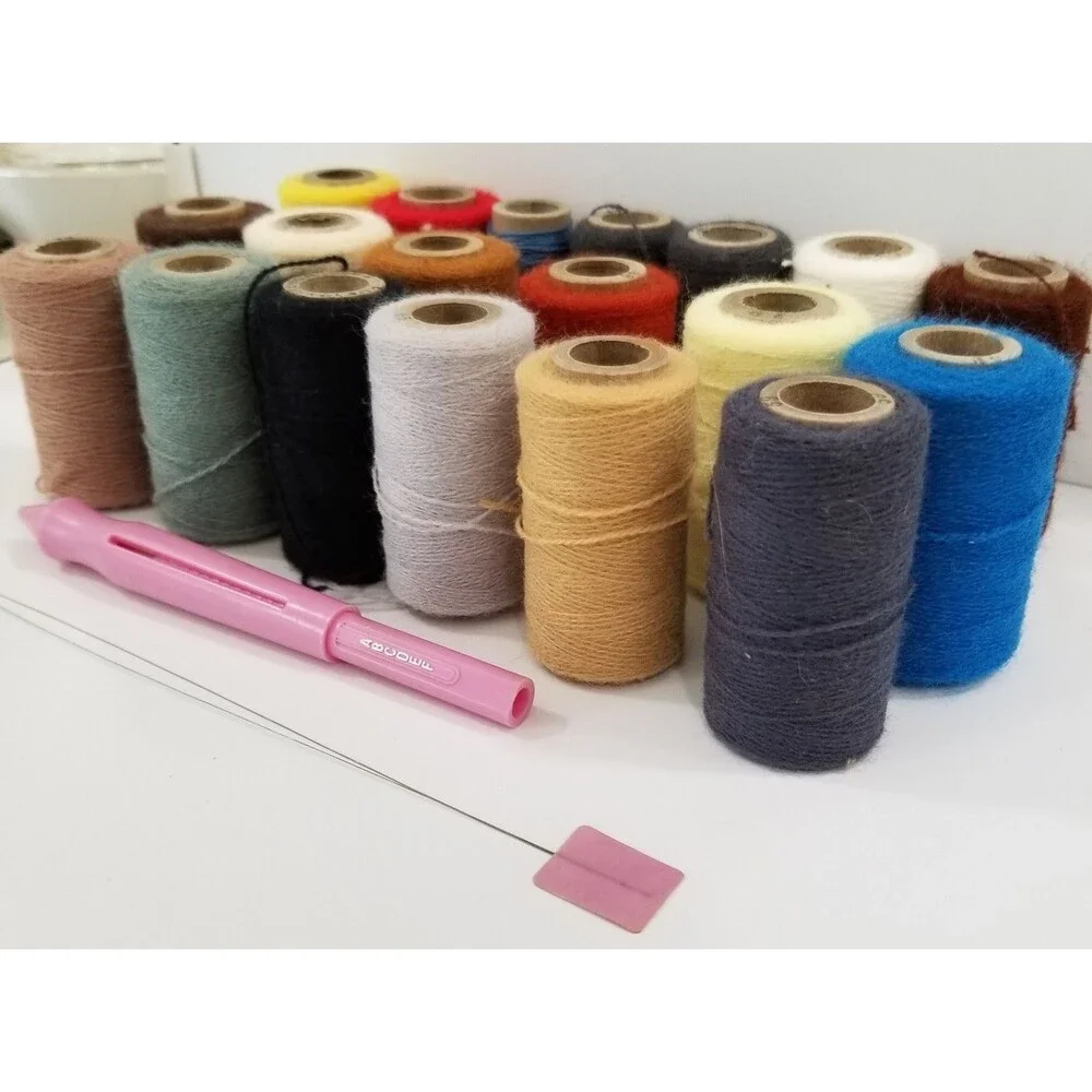 Pretty Punch Embroidery Yarn Lot of 19 Used + Original Punch Needle